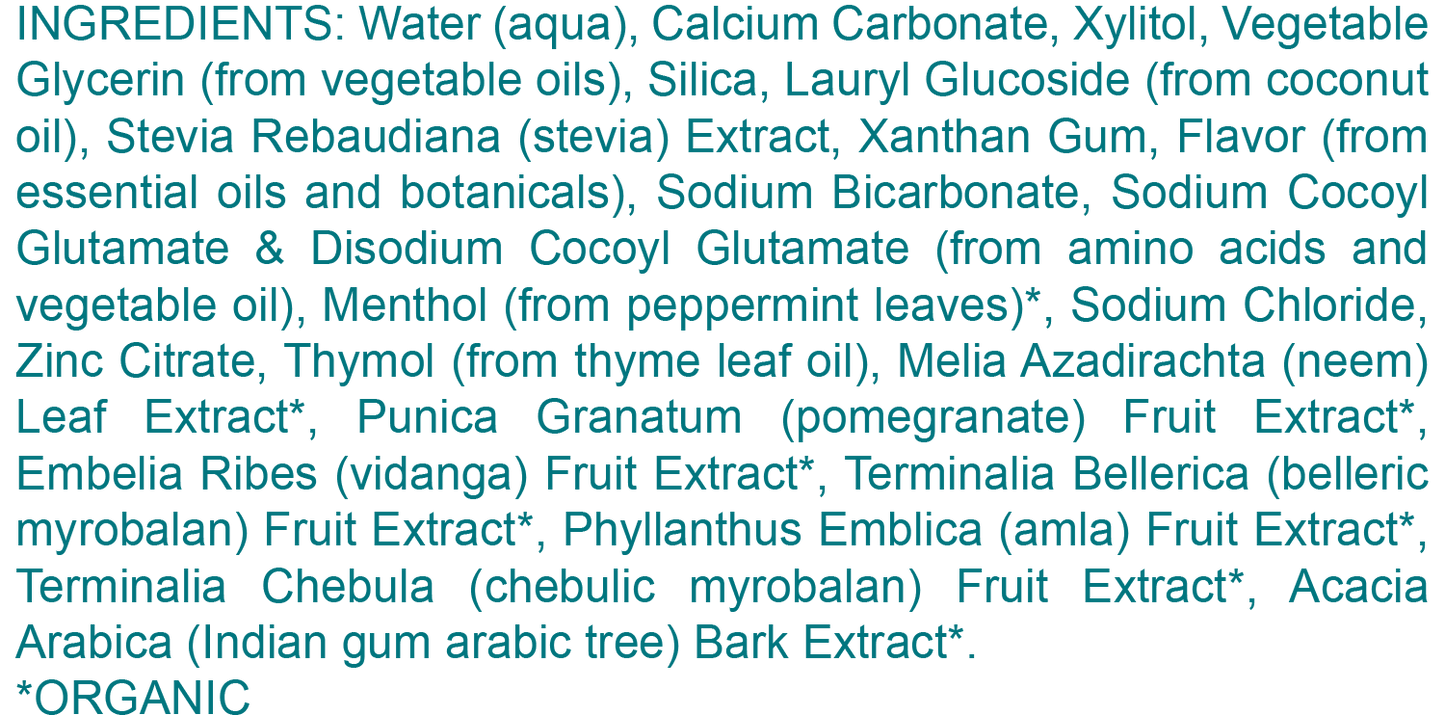List of ingredients on a black background