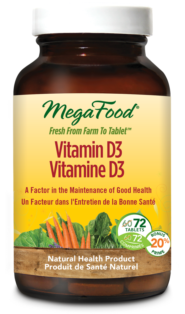 MegaFood Whole Food Vitamin D3 BONUS (72 Tablets)