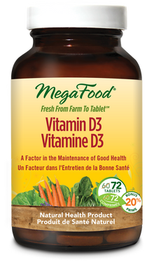 MegaFood Whole Food Vitamin D3 BONUS (72 Tablets)
