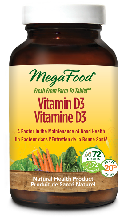 MegaFood Whole Food Vitamin D3 BONUS (72 Tablets)