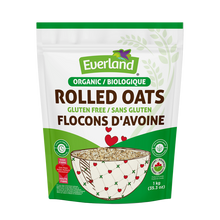 Bag of Everland organic rolled oats on a white background