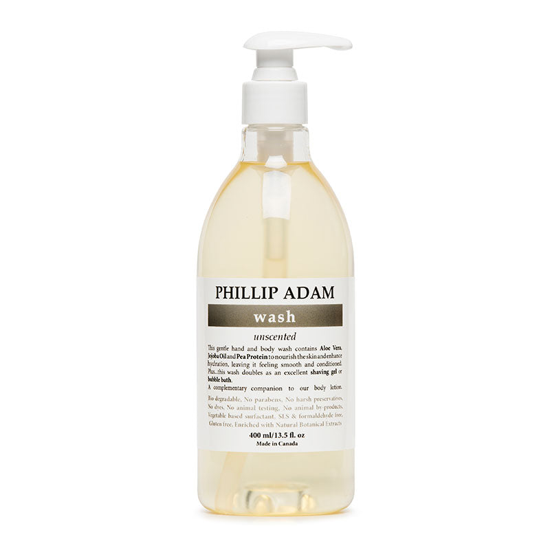 Bottle of Phillip Adam wash on a white background
