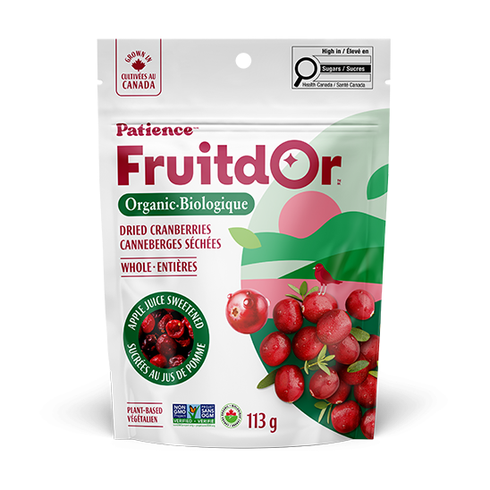 FruitdOr organic cranberries packaging on a white background