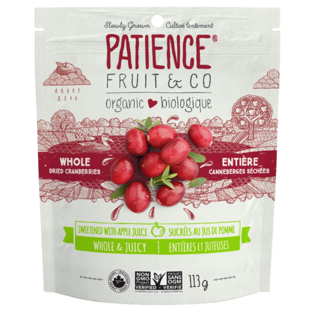 Patience Fruit & Co. Whole Dried Cranberries - Sweetened With Apple Juice (113g)