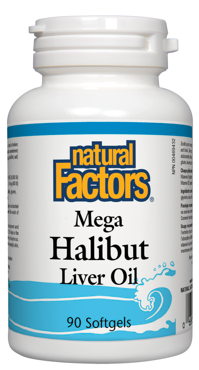 Natural Factors Mega Halibut Liver Oil (90 SoftGels) - Lifestyle Markets