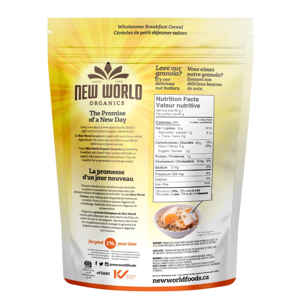 New World Organics Pumpkin Flax Granola (908g) - Lifestyle Markets
