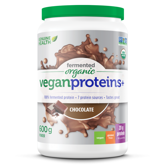 Genuine Health Organic Fermented Vegan Proteins+ - Chocolate (900g) - Lifestyle Markets