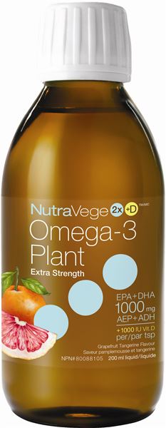 NutraVege Omega-3 + D - Extra Str. Grapefruit/Tangerine (200ml) - Lifestyle Markets