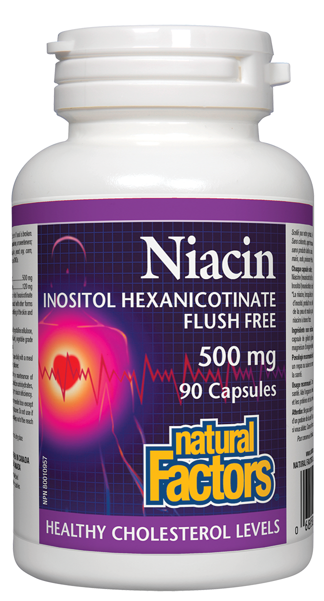Natural Factors Niacin Inositol Hexanicotinate - Flush Free (500mg) (90 Caps) - Lifestyle Markets