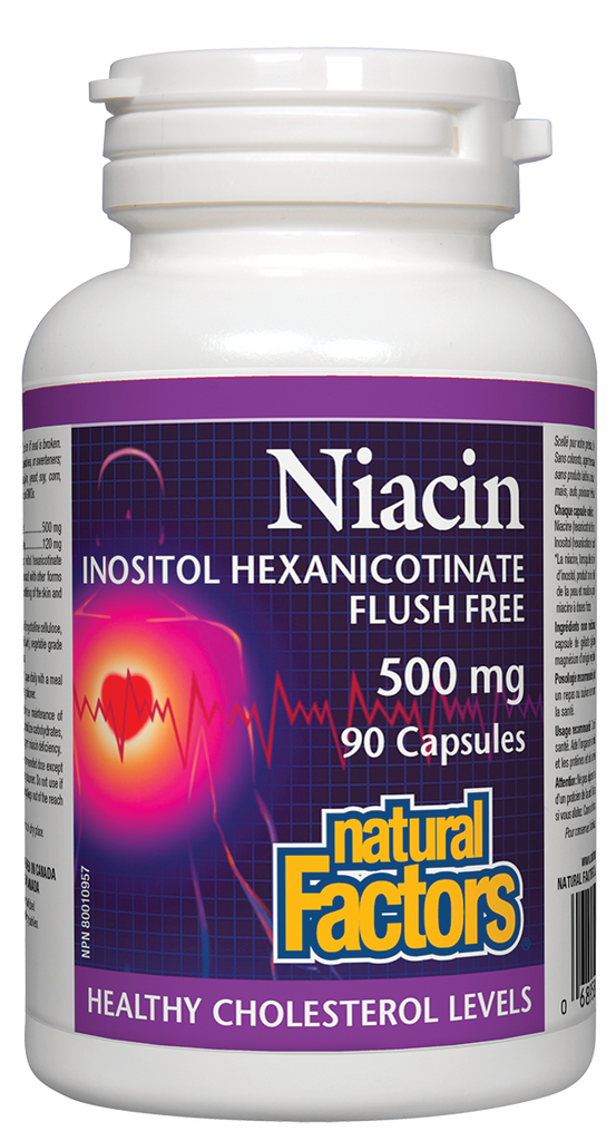 Natural Factors Niacin Inositol Hexanicotinate - Flush Free (500mg) (90 Caps) - Lifestyle Markets