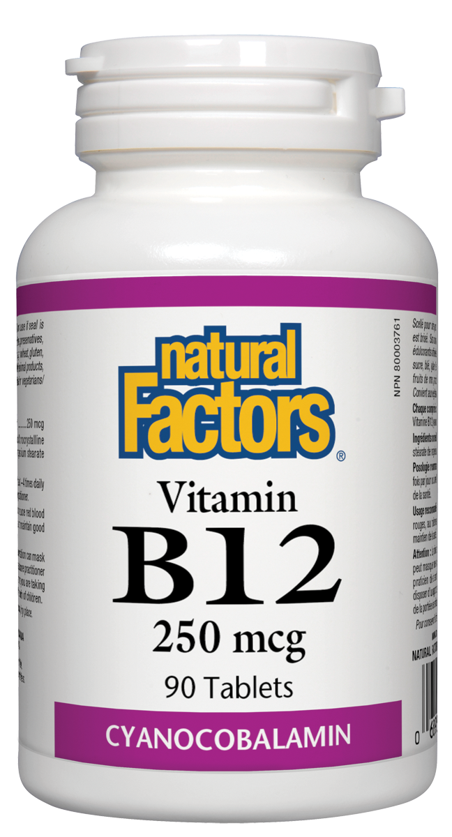 Natural Factors B-12 Cyanocobalamin (250 mcg) (90 Tablets) - Lifestyle Markets