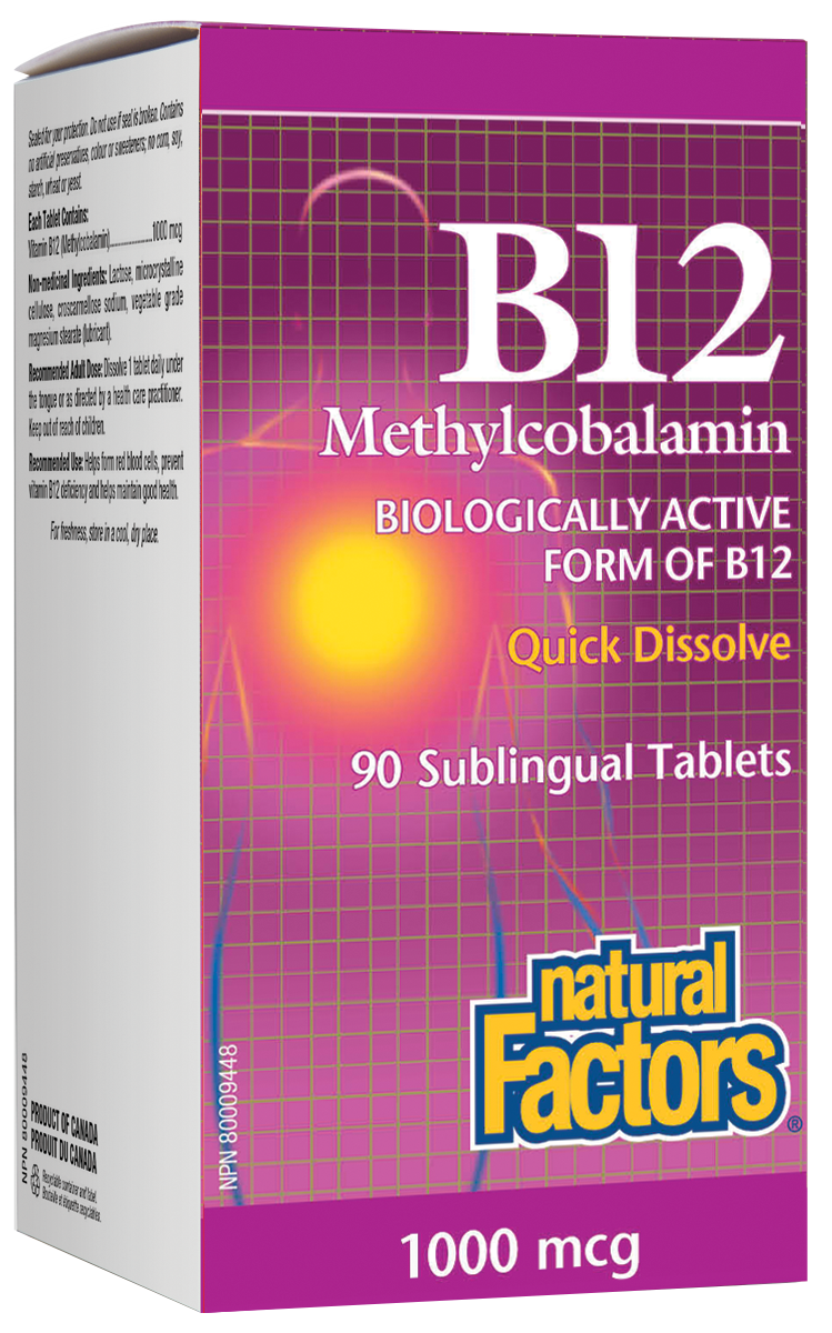 Natural Factors B-12 Methylcobalamin (1000Mcg) (90 Sublingual Tablets) - Lifestyle Markets