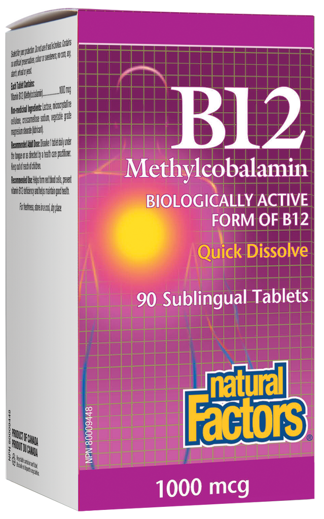 Natural Factors B-12 Methylcobalamin (1000Mcg) (90 Sublingual Tablets) - Lifestyle Markets