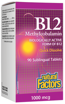 Natural Factors B-12 Methylcobalamin (1000Mcg) (90 Sublingual Tablets) - Lifestyle Markets