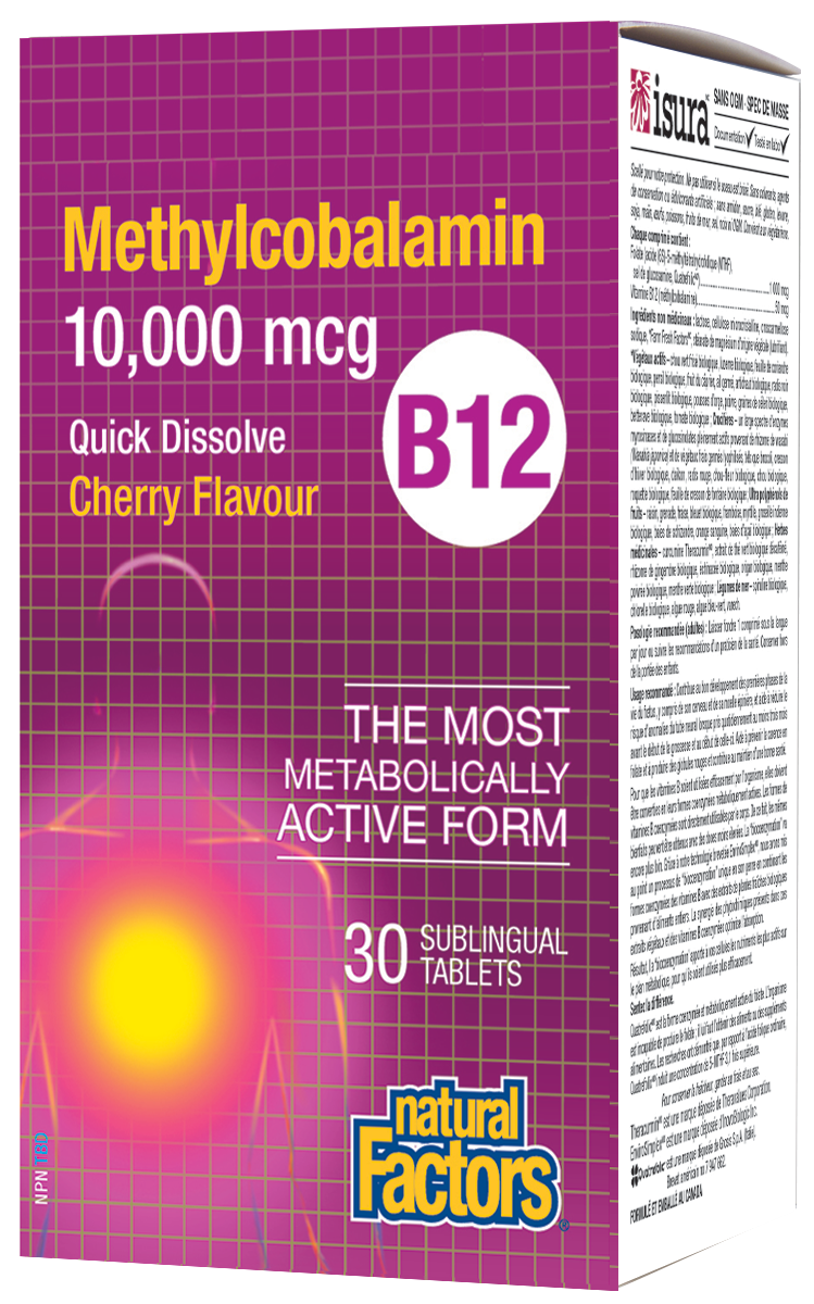 Natural Factors B-12 Methylcobalamin (10,000mcg) (30 Sublingual Tablet ...