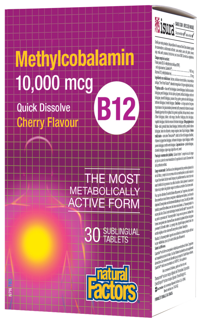 Natural Factors B-12 Methylcobalamin (10,000mcg) (30 Sublingual Tablets) - Lifestyle Markets