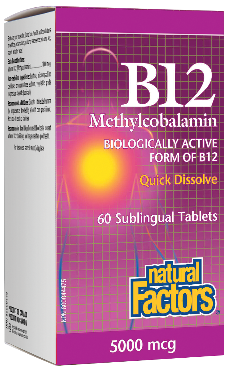 Natural Factors B-12 Methylcobalamin (5000Mcg) (60 Sublingual Tablets) - Lifestyle Markets