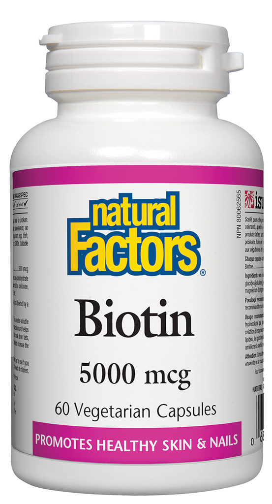 Natural Factors Biotin (5000mcg) (60 VCaps) - Lifestyle Markets