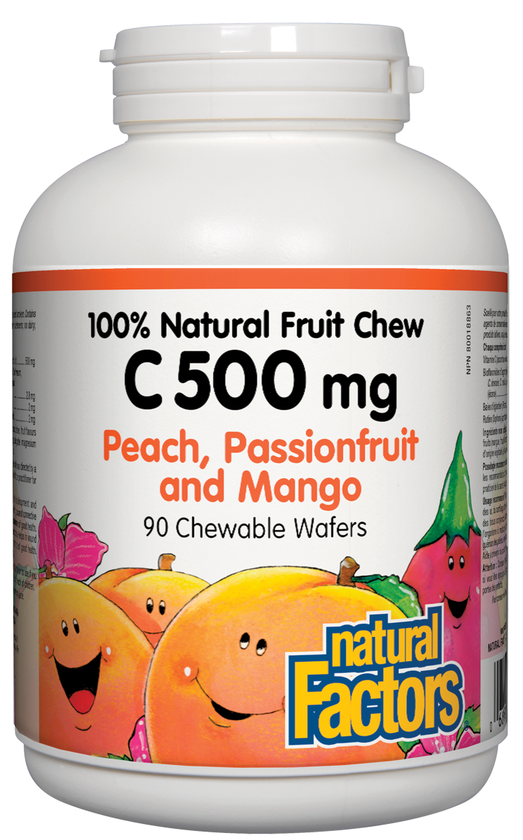 Natural Factors Vitamin C Chews - Peach/Passionfruit/Mango (90 Tabs) - Lifestyle Markets