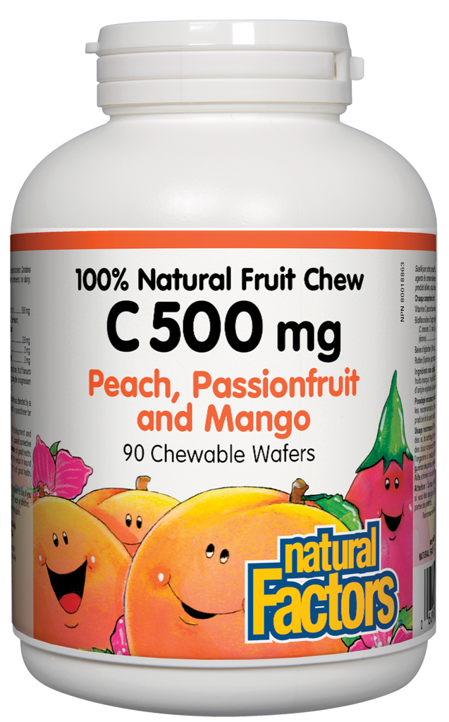 Natural Factors Vitamin C Chews - Peach/Passionfruit/Mango (90 Tabs) - Lifestyle Markets