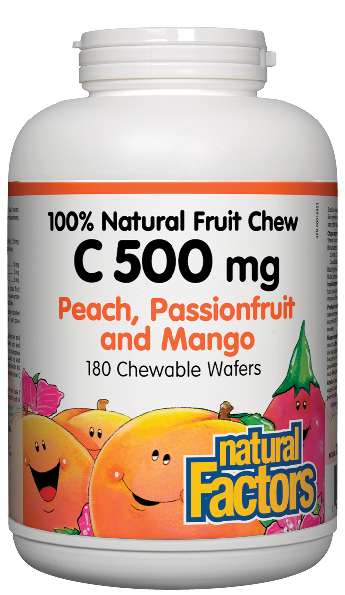 Natural Factors Vitamin C Chews - Peach/Passionfruit/Mango (180 Tabs) - Lifestyle Markets