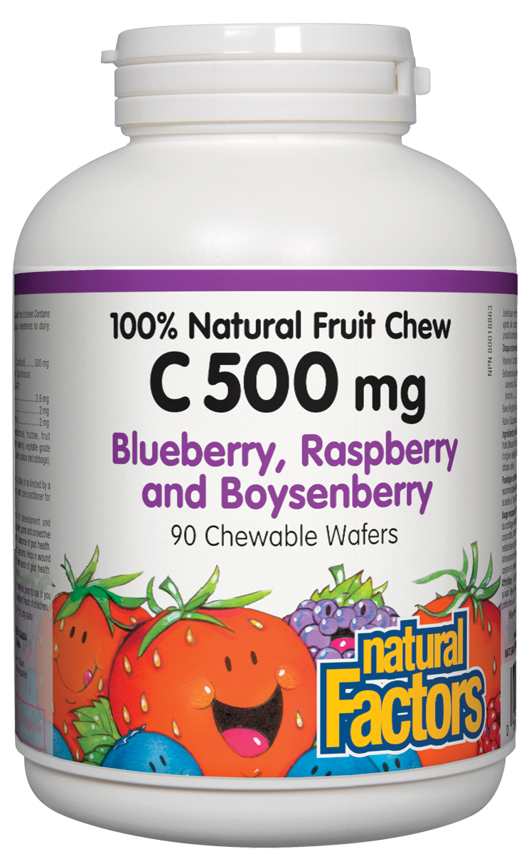 Natural Factors Vitamin C Chewables Blueb/Rasp/Boysenberry (90 Tabs) - Lifestyle Markets