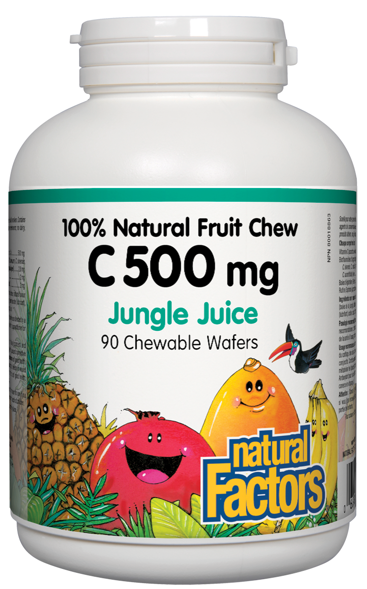 Natural Factors Natural Fruit Chew C (500mg) Jungle Juice (90 Chewables) - Lifestyle Markets