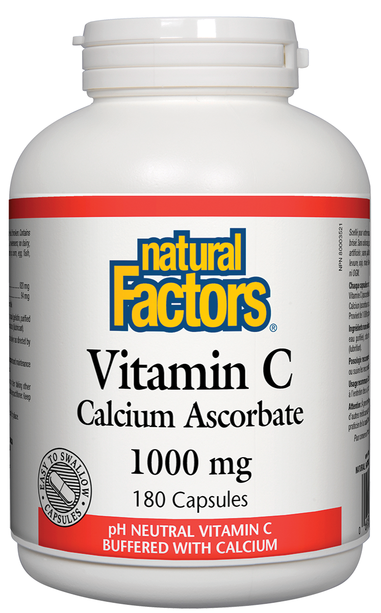 Natural Factors Vitamin C Calcium Ascorbate (1000mg) (180 Capsules) - Lifestyle Markets