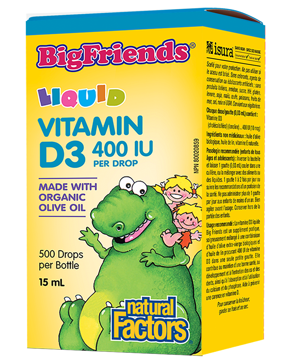 Natural Factors Big Friends Liquid Vitamin D3 400IU (15ml) - Lifestyle Markets