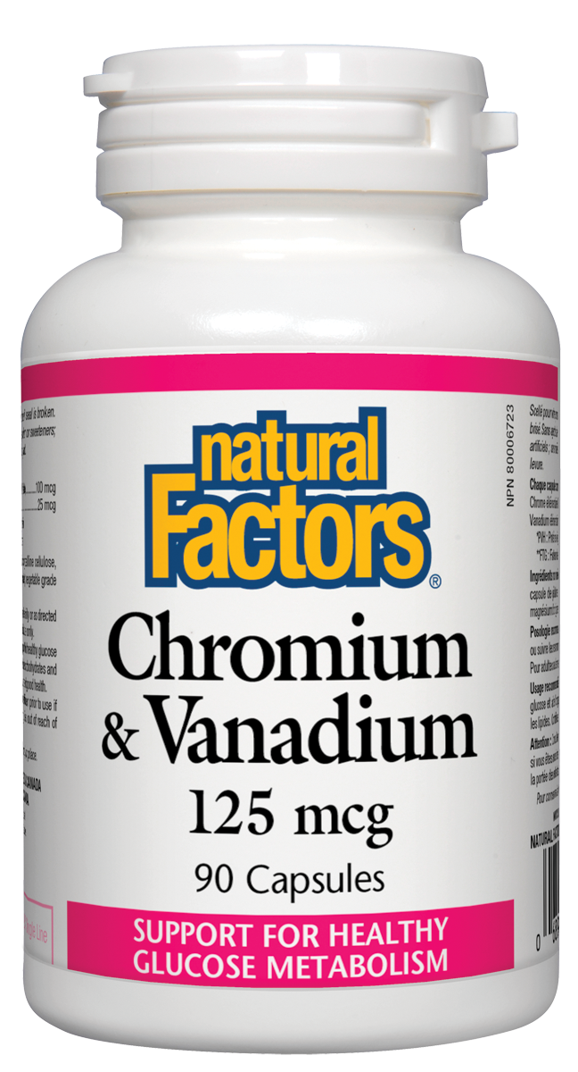Natural Factors Chromium & Vanadium (125mcg) (90 Capsules) - Lifestyle Markets