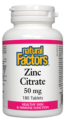 Natural Factors Zinc Citrate (50mg) (180 Tablets) - Lifestyle Markets