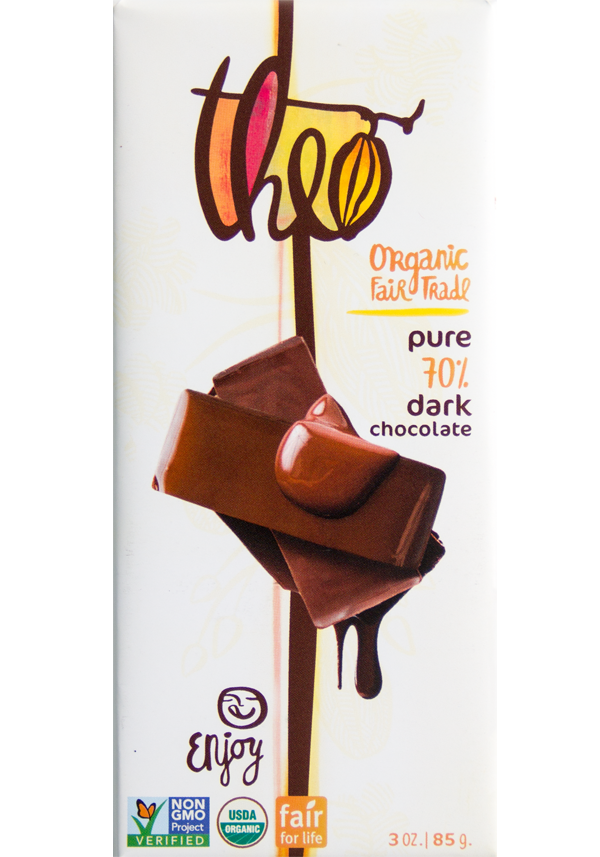 Theo Organic Fair Trade Pure 70% Dark Chocolate Bar (85g) - Lifestyle Markets