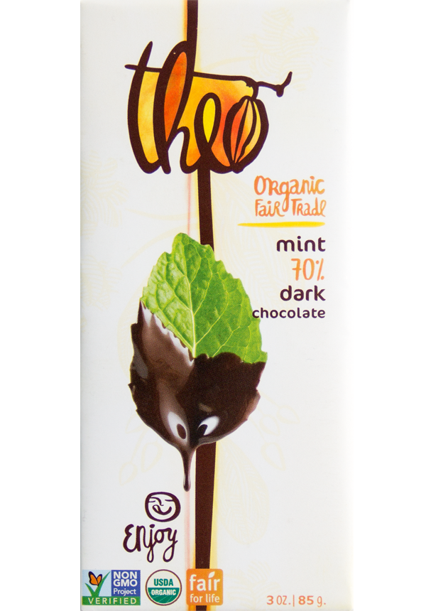 Theo Organic Fair Trade 70% Mint Chocolate Bar (85g) - Lifestyle Markets