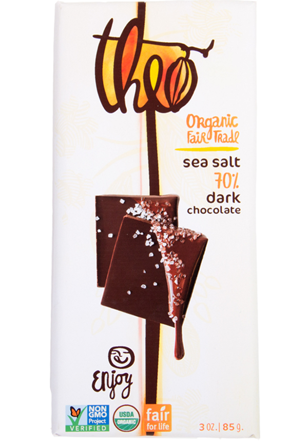 Theo Organic & Fair Trade Sea Salt 70% Dark Chocolate (85g) - Lifestyle Markets