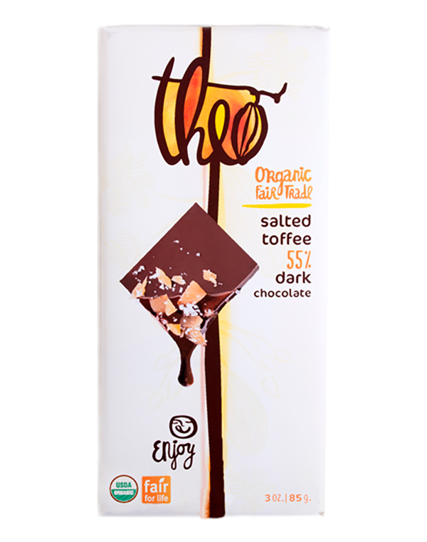 Theo Organic & Fair Trade Salted Toffee Carmel 55% Dark Chocolate (85g) - Lifestyle Markets