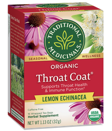 Traditional Medicinals Throat Coat Lemon Echinacea Tea (16 Bags) - Lifestyle Markets