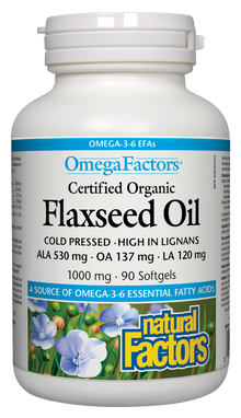 Natural Factors Flaxseed Oil (90 SoftGels) - Lifestyle Markets