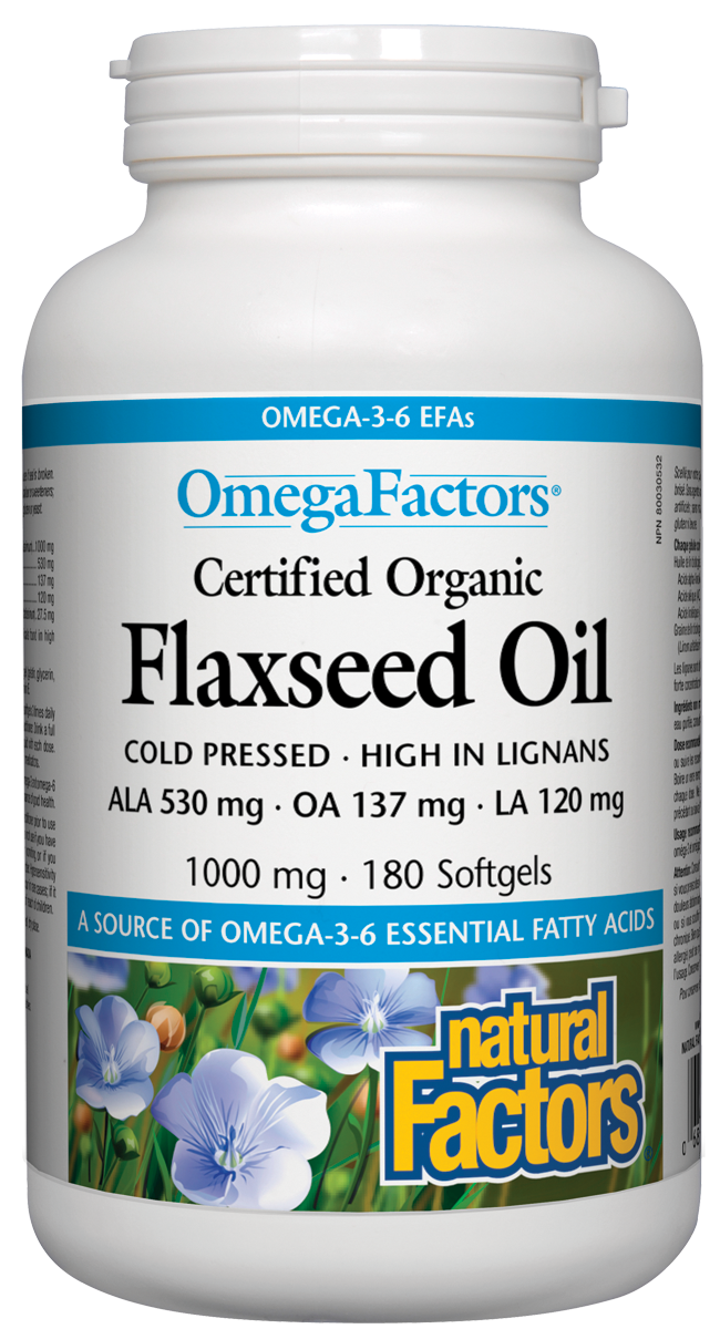 Natural Factors Flaxseed Oil (180 SoftGels) - Lifestyle Markets