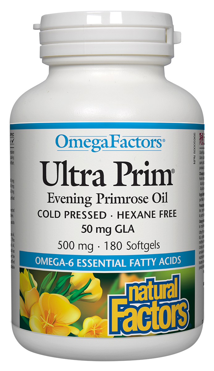 Natural Factors Ultra Prim Evening Primrose (500mg) (180 Soft Gels) - Lifestyle Markets