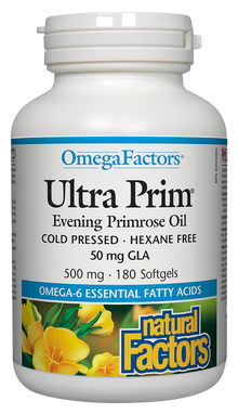 Natural Factors Ultra Prim Evening Primrose (500mg) (180 Soft Gels) - Lifestyle Markets
