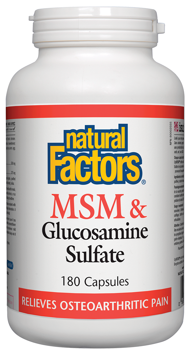 Natural Factors MSM & Glucosamine Sulfate (180 Capsules) - Lifestyle Markets