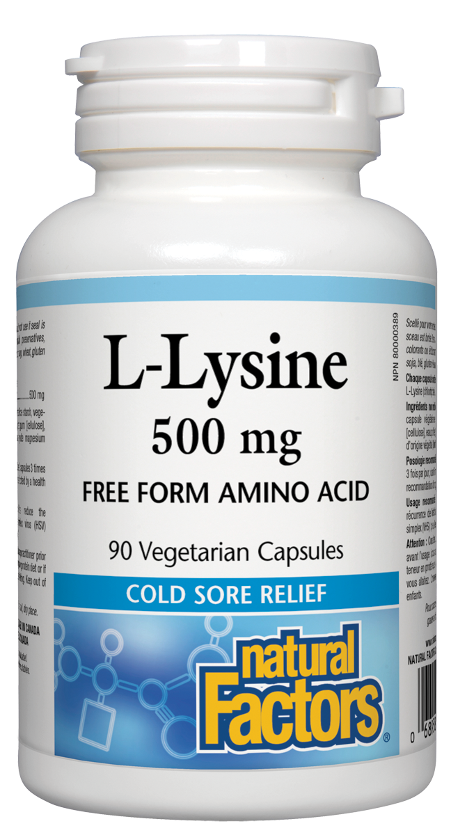 Natural Factors L-Lysine (500mg) (90 Vegetarian Capsules) - Lifestyle Markets