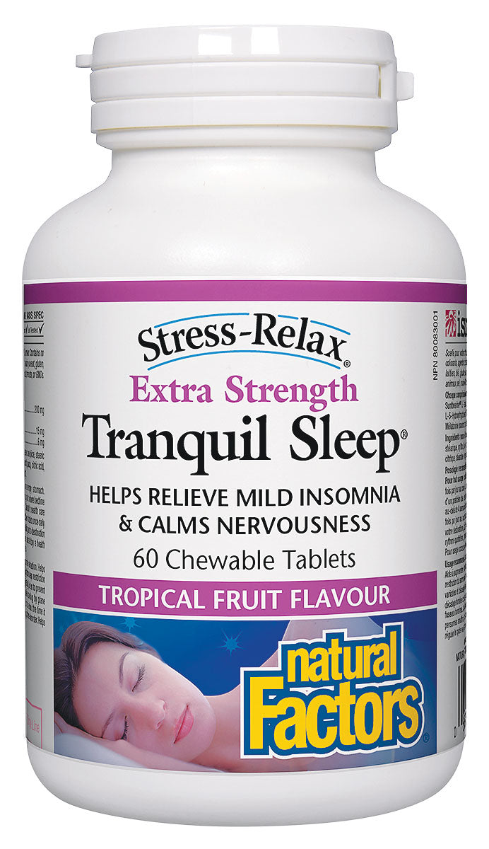 Natural Factors Stress Relax Tranquil Sleep Extra Strength (60 Chewable Tablets) - Lifestyle Markets