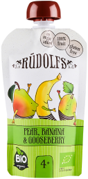 Rudolfs Organic Pear, Banana & Gooseberry Puree (110g) - Lifestyle Markets