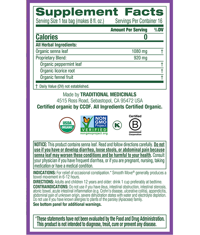 Traditional Medicinals Smooth Move Peppermint Tea (16 Bags) - Lifestyle Markets