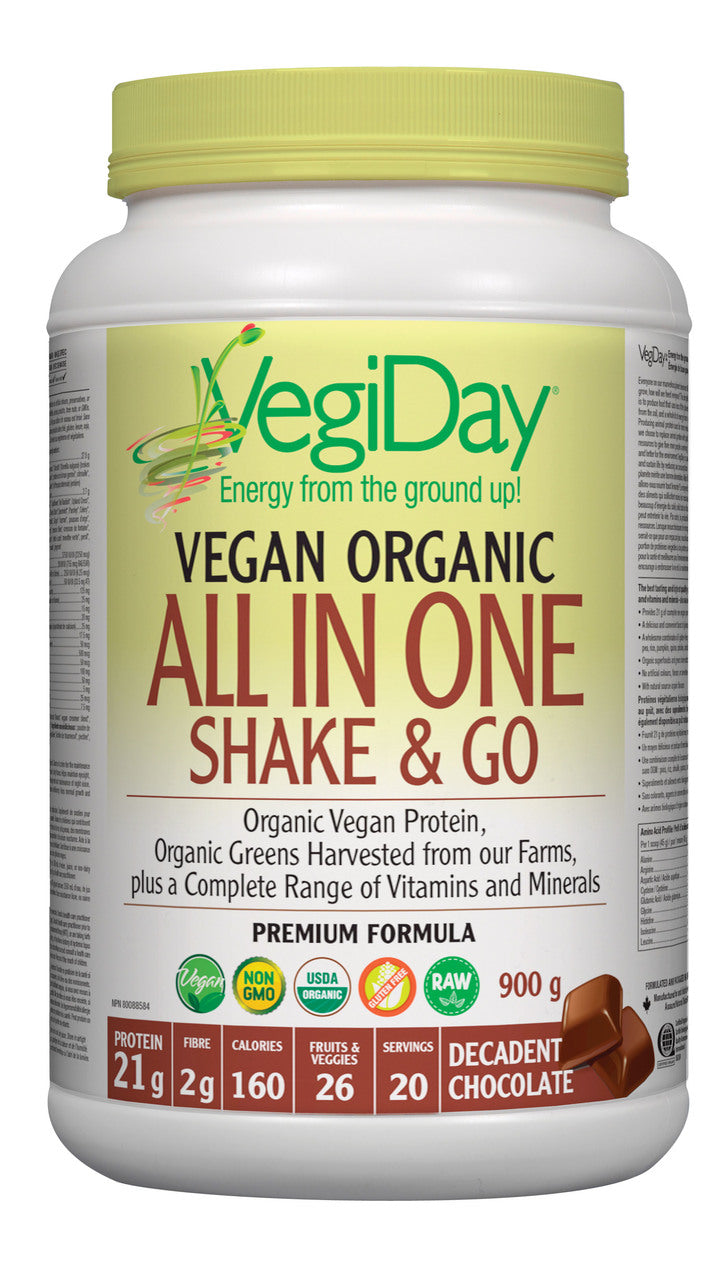 VegiDay Vegan Org All In One Shake & Go Decadent Chocolate (900g) - Lifestyle Markets