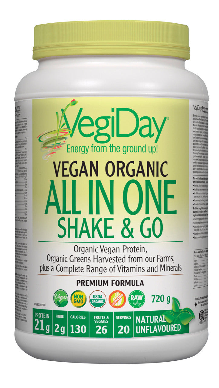 VegiDay Vegan Organic All In One Shake & Go - Natural (720g) - Lifestyle Markets