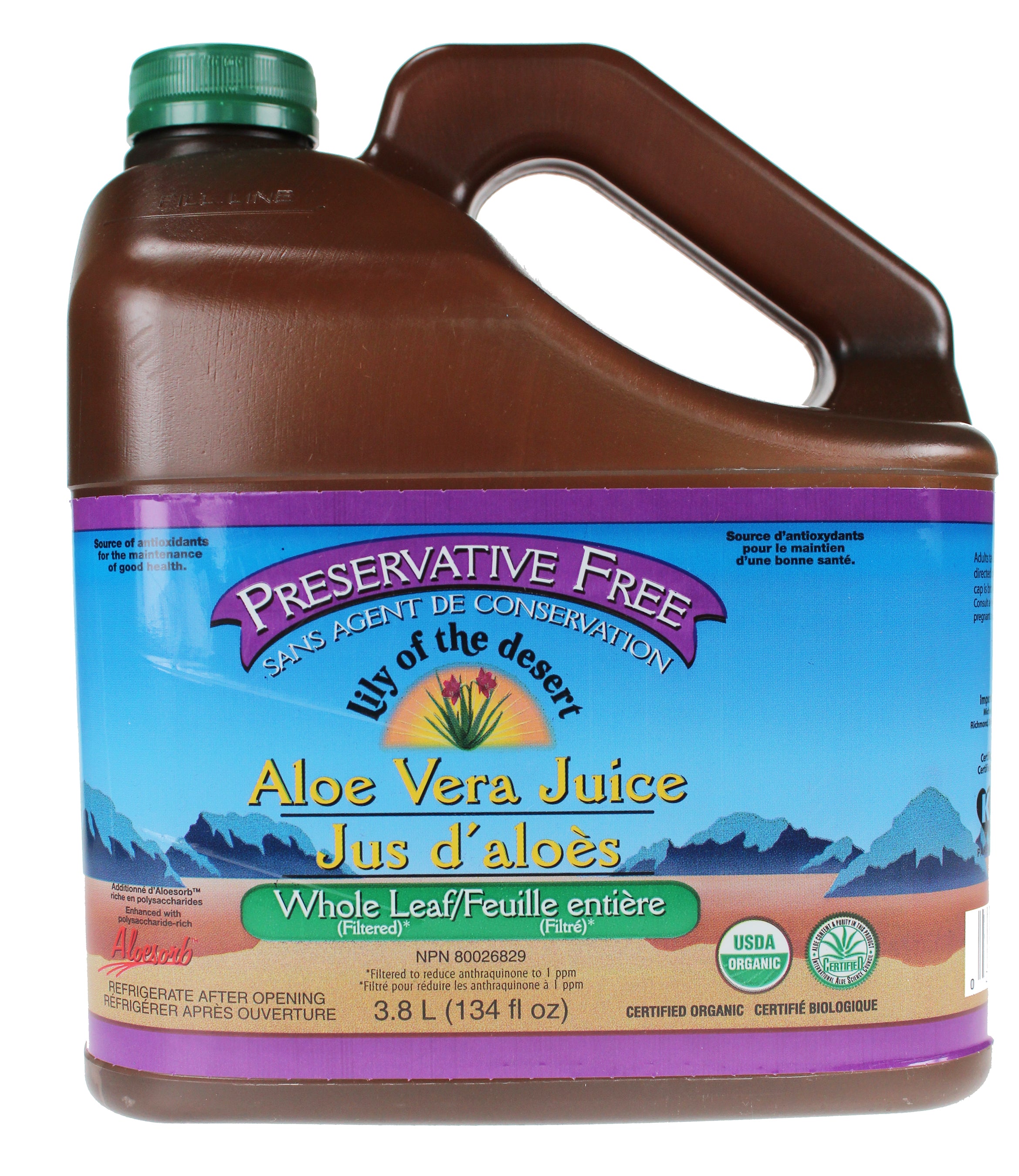 Lily of the Desert Aloe Vera Juice Whole Leaf (Pres. Free) (3.78L) - Lifestyle Markets