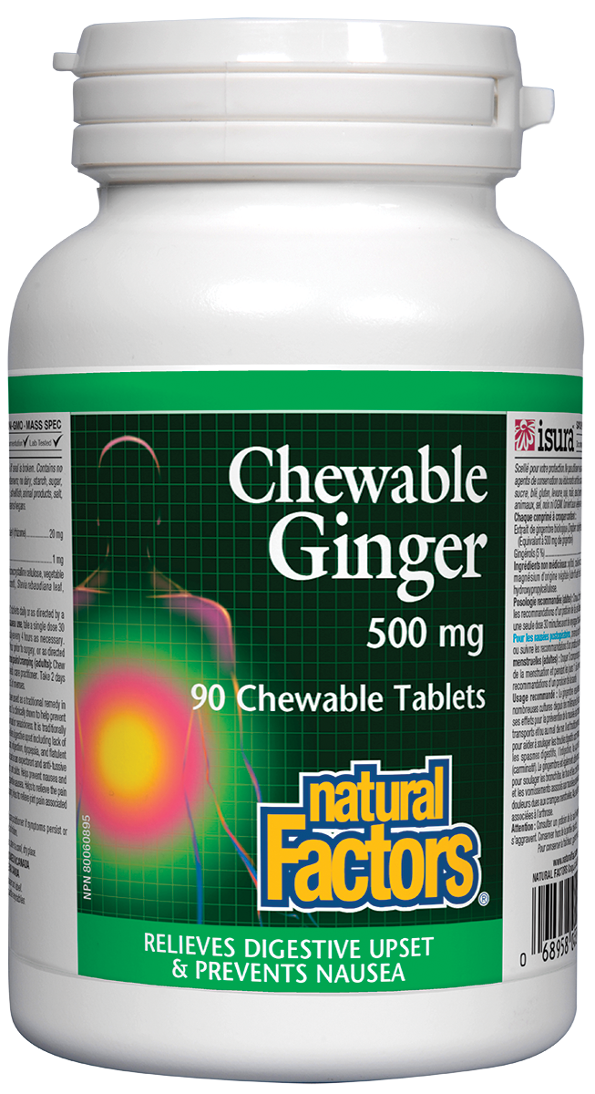 Natural Factors Chewable Ginger (500mg) (90 Chewable Tablets) - Lifestyle Markets