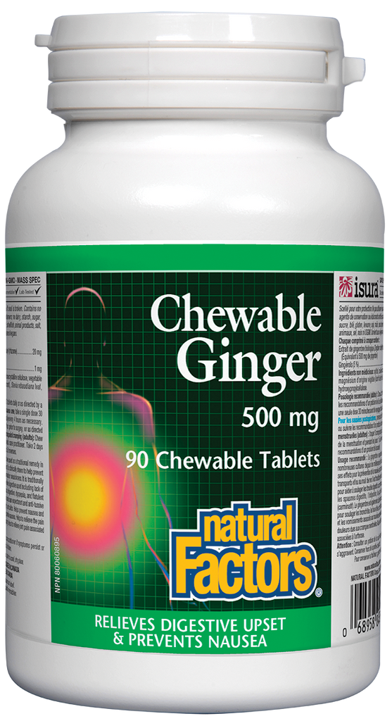 Natural Factors Chewable Ginger (500mg) (90 Chewable Tablets) - Lifestyle Markets